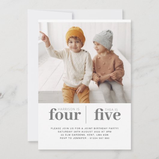 Foto: Joint First Birthday Invitation Kaart (Voorkant)