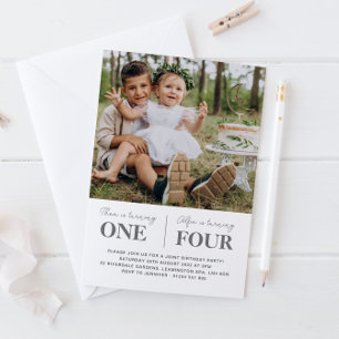 Foto: Joint First Birthday Invitation Kaart