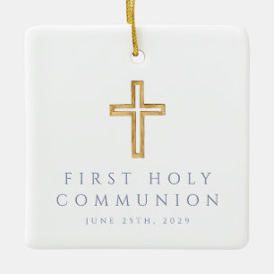 Foto Jongen Religieus Kruis Eerste Communie Keramisch Ornament