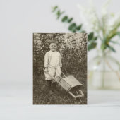  foto-jongen- Wheelbarrow- Briefkaart (Staand voorkant)
