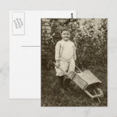  foto-jongen- Wheelbarrow- Briefkaart (Voorkant / Achterkant)