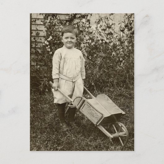  foto-jongen- Wheelbarrow- Briefkaart (Voorkant)