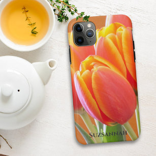 Foto Jouw naam Oranje Tulp Flowers Case-Mate iPhone Case