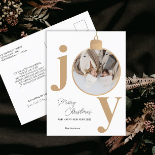 Foto JOY White Christmas Bell Holiday Briefkaart