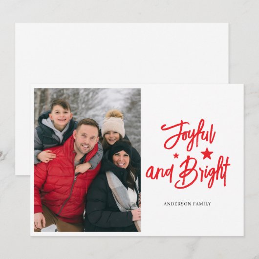 Foto: Joyful Bright. Christmas Feestdagenkaart (Voorkant / Achterkant)