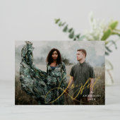 Foto Joyful Elegance Script Folie Feestdagenkaart (Staand Voorkant)