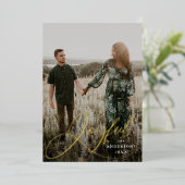 Foto Joyful Elegance Script Folie Feestdagenkaart (Staand Voorkant)