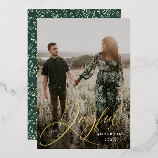 Foto Joyful Elegance Script Folie Feestdagenkaart (Voorkant / Achterkant)