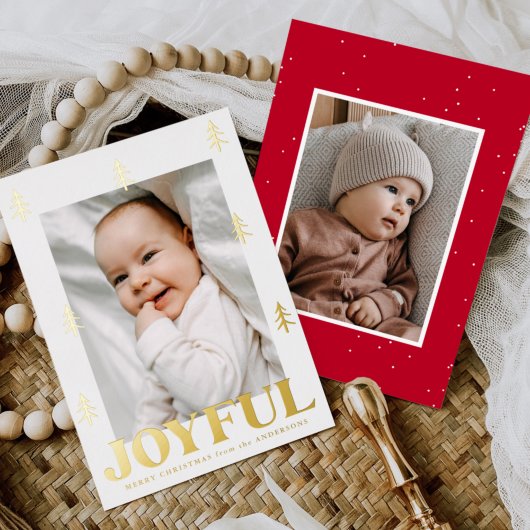 Foto Joyful Gold Trees 2 Folie Feestdagenkaart