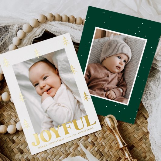 Foto Joyful Gold Trees 2 Folie Feestdagenkaart