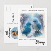 *~* FOTO Jubileum  Fluffy Love Birds AP54 Briefkaart (Voorkant / Achterkant)
