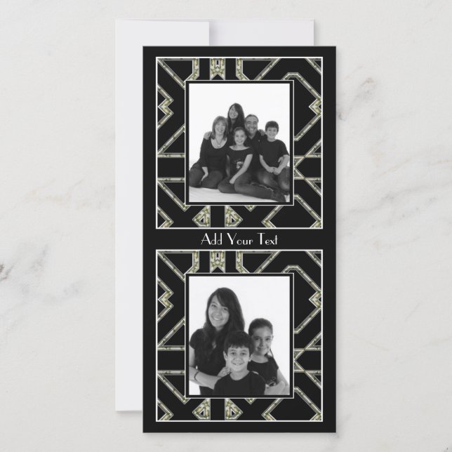 Foto Kaart Art Deco Elegant Zwart (Voorkant)