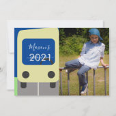 Foto kaart eerste schooldag bus gele script (Voorkant)