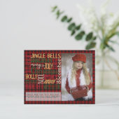 FOTO Kaart Kerst Woorden Buffalo Plaid (Staand voorkant)