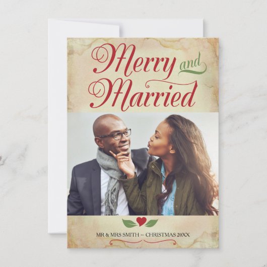 Foto Kaart, vrolijk en getrouwd Feestdagenkaart (Voorkant)