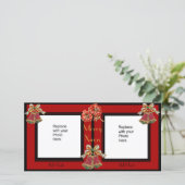 Foto Kaart Zwart Goud Bloem Double Kerstmis (Staand voorkant)