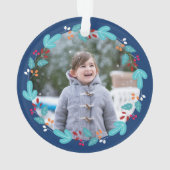 Foto Kabouter Zoete Kabouter Bloemenkrans Elf Blau Ornament (achterkant)