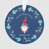 Foto Kabouter Zoete Kabouter Bloemenkrans Elf Blau Ornament (voorkant)