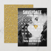 Foto kalender Gouden Harten Confetti Save the Date Aankondigingskaart (Voorkant / Achterkant)