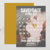 Foto kalender Save the Date Gouden Liefdeshart Kaart (Voorkant / Achterkant)