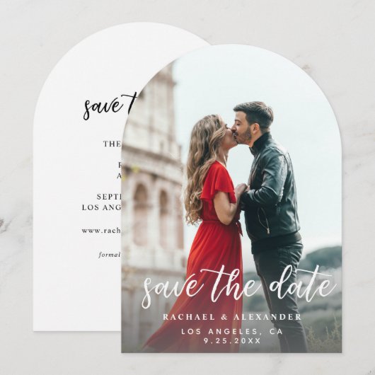 Foto & Kalligrafie 2 Aansteker Ver Save the Date A Kaart (Voorkant / Achterkant)
