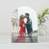 Foto & Kalligrafie 2 Aansteker Ver Save the Date A Kaart (Staand voorkant)