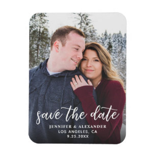 Foto & kalligrafie 2- Donkerdere save the date Magneet
