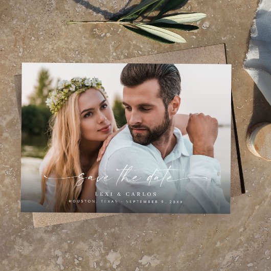 Foto & Kalligrafie 3 Mod Horiz V2 Save the Date Kaart