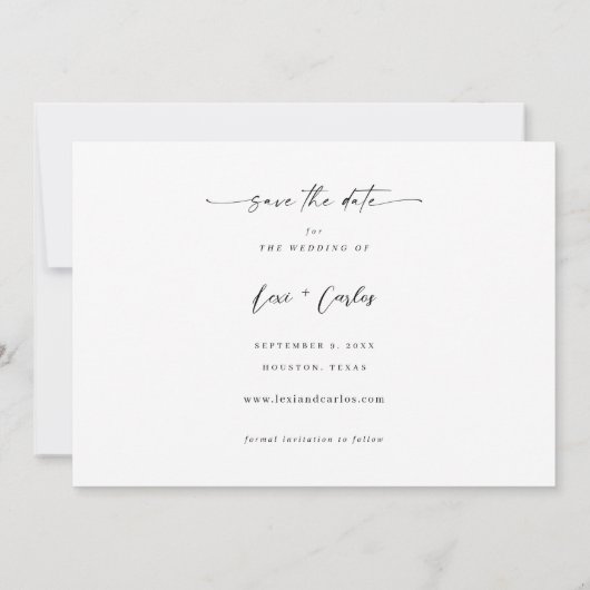 Foto & Kalligrafie 3 Mod Horiz V2 Save the Date Kaart (Achterkant)