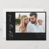 Foto & Kalligrafie 4 Mod Horiz Save the Date Kaart (Voorkant)