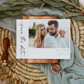 Foto & Kalligrafie 4 Mod Horiz Save the Date-Whi Kaart