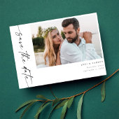 Foto & Kalligrafie 4 Mod Horiz Save the Date-Whi Kaart