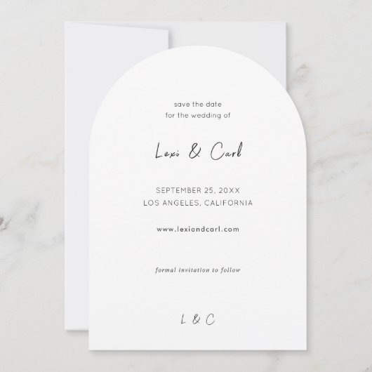 Foto & Kalligrafie 5 MOD V Save the Date Arc Kaart (Achterkant)