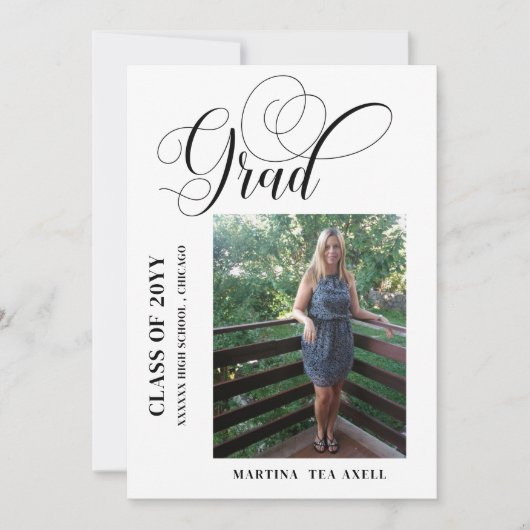  Foto kalligrafie afstudeeraankondiging  Kaart (Voorkant)