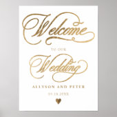 Foto kalligrafie chic gouden trouw welkom poster (Voorkant)