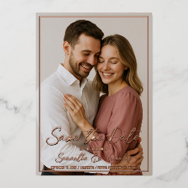 Foto & Kalligrafie Echt Goud Save the Date Folie Uitnodiging