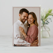 Foto & Kalligrafie Echt Goud Save the Date Folie Uitnodiging (Staand Voorkant)