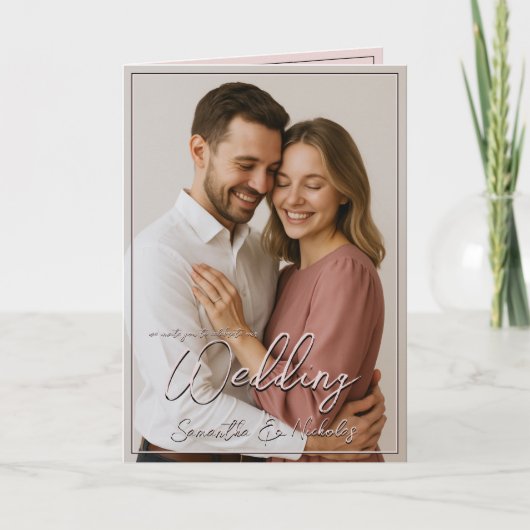 Foto & Kalligrafie Gevouwen Minimalistische bruilo (Voorkant)