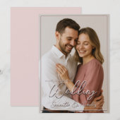 Foto & Kalligrafie Minimalistische Warm Blush Wedd Kaart (Voorkant / Achterkant)