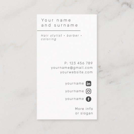 Foto kapper kapper studio Business Car Visitekaartje (Achterkant)