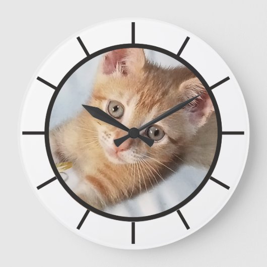 Foto. Kat, Tekst, vervangbaar, Grappig Grote Klok (Voorkant)