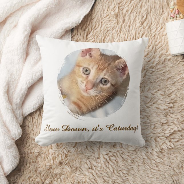Foto Kat  Tekst, Vervangbaar, Grappige Caturday  Kussen (Deken)
