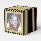Foto Keepsake Zwart/Goud Eenvoudige Stripes Patroo Bedankdoosjes (Voorkant Zijde)