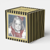 Foto Keepsake Zwart/Goud Eenvoudige Stripes Patroo Bedankdoosjes (Achterkant)