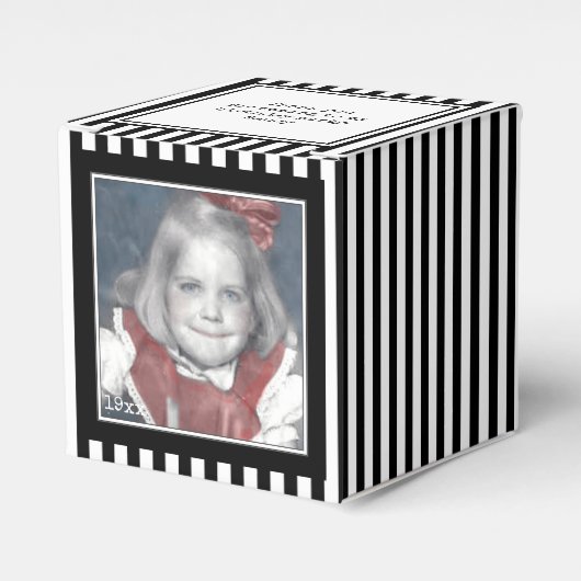 Foto Keepsake Zwart/Wit Eenvoudige Stripes Patroon Bedankdoosjes (Voorkant Zijde)