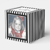 Foto Keepsake Zwart/Wit Eenvoudige Stripes Patroon Bedankdoosjes (Achterkant)