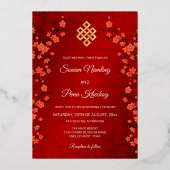 Foto Kersenbloesem Tibetaanse bruiloft Folie Uitnodiging (Achterkant)