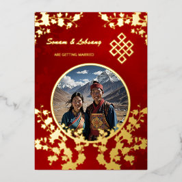 Foto Kersenbloesem Tibetaanse bruiloft Folie Uitnodiging