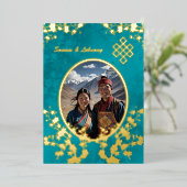 Foto Kersenbloesem Tibetaanse bruiloft Folie Uitnodiging (Staand Voorkant)