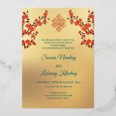 Foto Kersenbloesem Tibetaanse bruiloft Folie Uitnodiging (Achterkant)